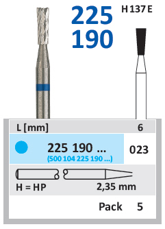Karbidna freza HP za akrilat i metal - Horico - obrnuto konični 023
