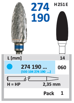 Karbidna freza HP za akrilat i metal - Horico - konični šiljasti 060
