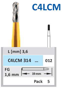 Karbidni boreri FG, za skidanje kruna i mostova (cilindričan zaobljen) Horico