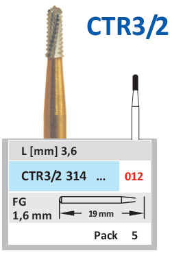 Karbidni boreri FG, za skidanje kruna i mostova (cilindričan zaobljen) Horico