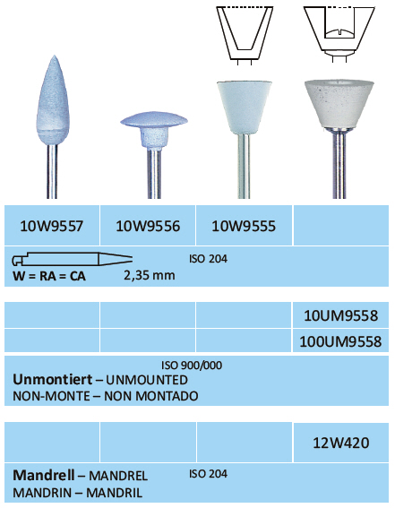 Gumice za poliranje zubnih ispuna - plamičasta, disk, čaša  Horico - čaša