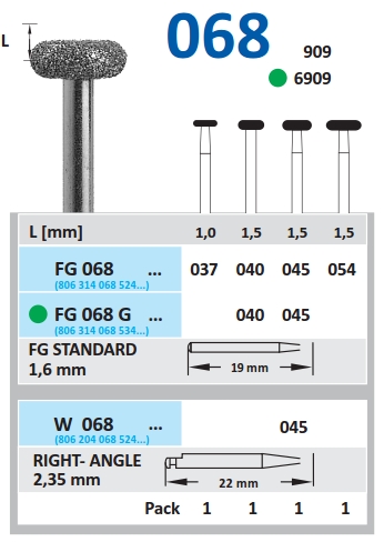 Dijamantski borer za turbinu PRSTENASTI - Horico - gruba - zeleni, 040
