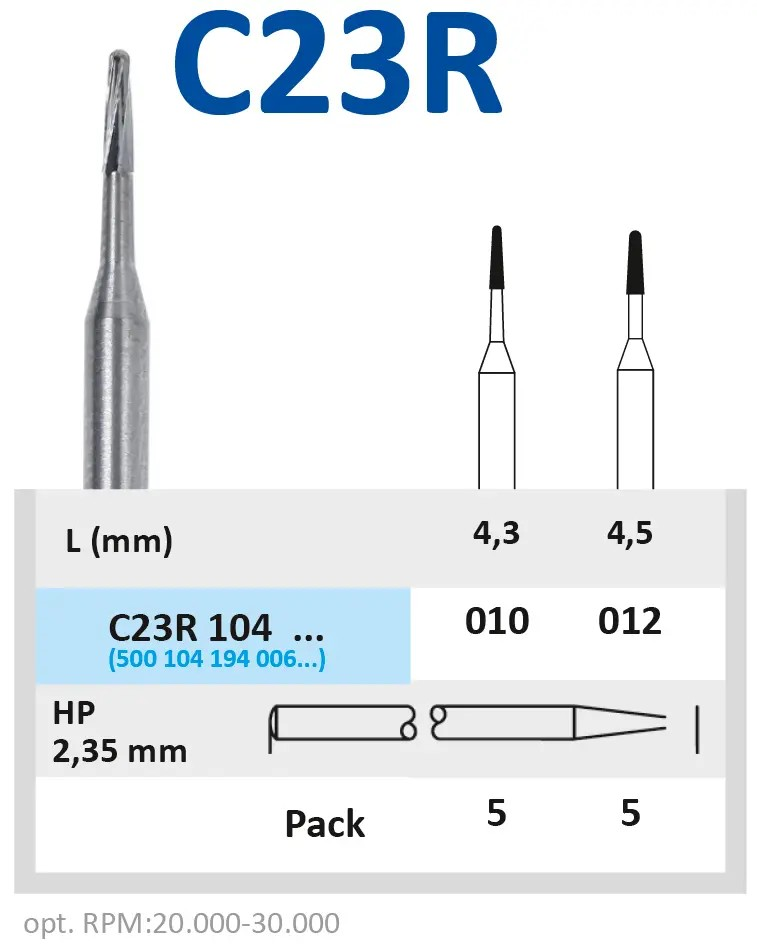 Karbidni borer fisurni HP C23 / C23R - Horico - C23R, 012