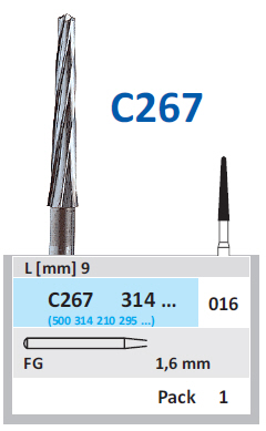 Karbidni boreri - C 254LE / C 267 / C 375R - Horico - C267, 016
