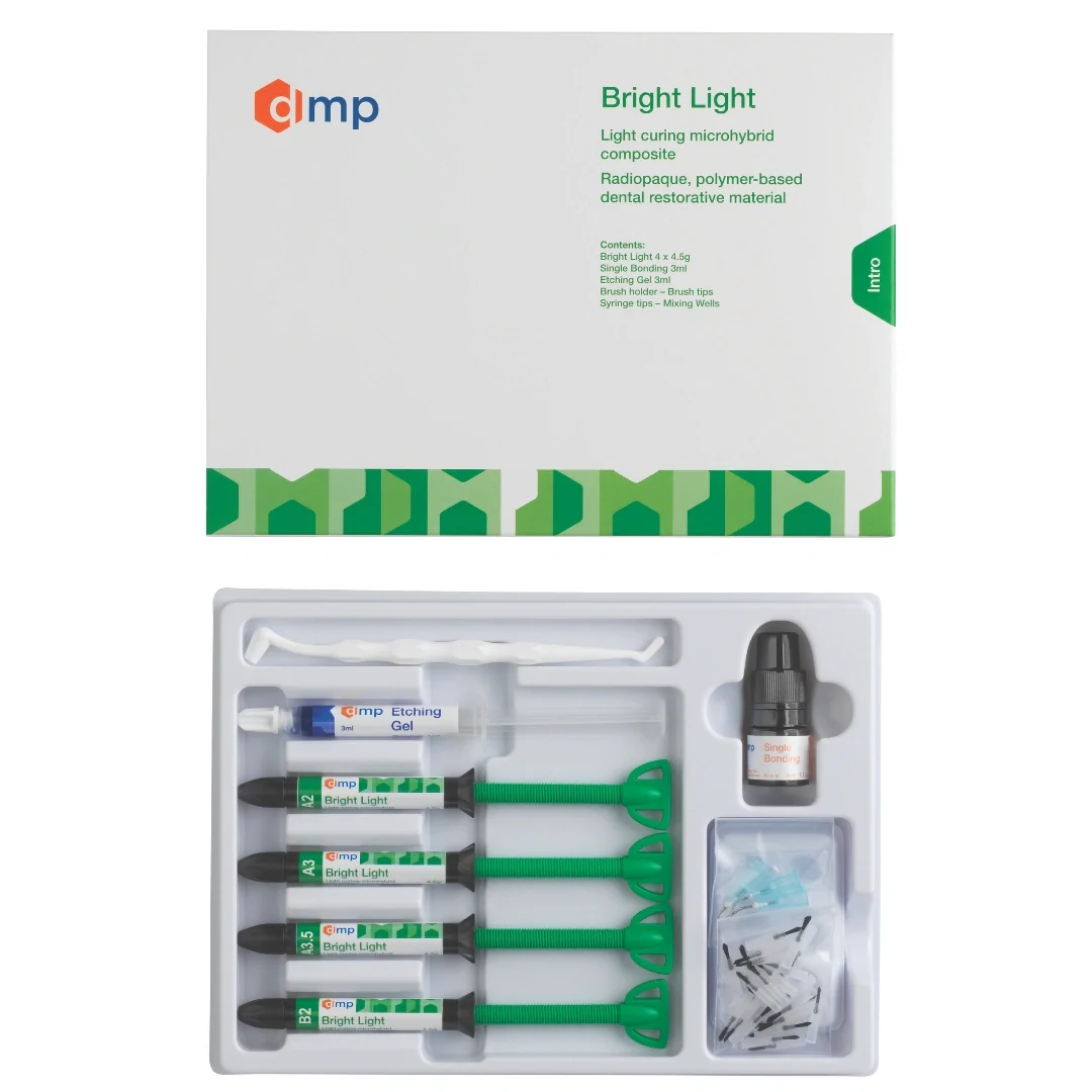 DMP134-BrightLightLCMicrohybridIntroKit_A2-A3-A3.5-B2 Set od 4 tube mikrohibridnog kompozita BRIGHT LIGHT MICROHYBRID KIT A (A2-A3-A3.5-B2) DMP - Image 1