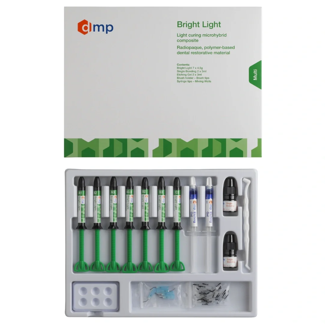 DMP135-BrightLightLCMicroHybrid7SyringesMasterKit Set od 7 tuba mikrohibridnog kompozita BRIGHT LIGHT 7 SYRINGE KIT (A1-A2-A3-A3.5-B2-B3-C2) DMP - Image 1