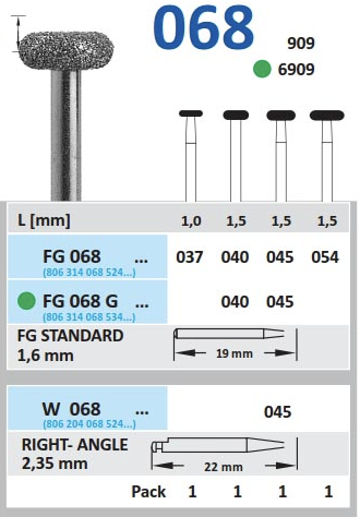 Dijamantski borer za turbinu PRSTENASTI - Horico - normal - plavi, 045