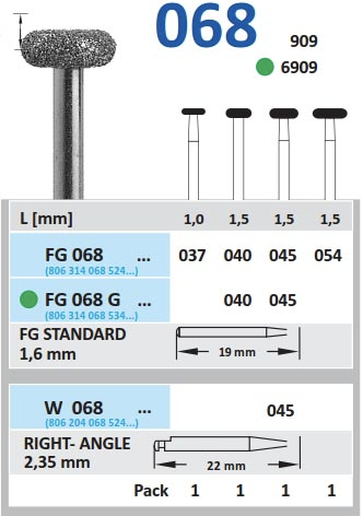 Dijamantski borer za turbinu PRSTENASTI - Horico - gruba - zeleni, 045