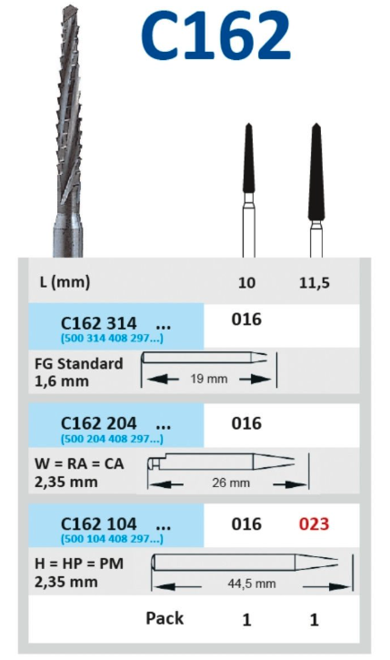 Karbidni borer HP - C162 / C162A - Horico - C162, 016