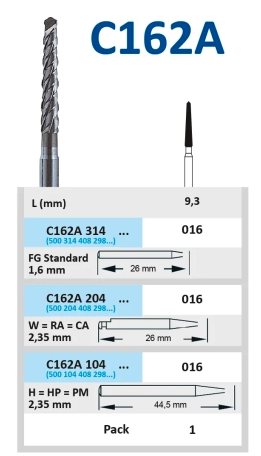 Karbidni borer HP - C162 / C162A - Horico - C162A, 016
