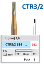 Karbidni boreri FG, za skidanje kruna i mostova (cilindričan zaobljen) Horico - Image 3