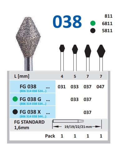 Dijamantski borer za turbinu ROMB - Horico - 033, plavi - normal